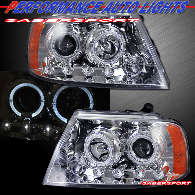 0306 LINCOLN NAVIGATOR DUAL HALO PROJECTOR HEADLIGHTS w/ LED CHROME HALOGEN VER eBay