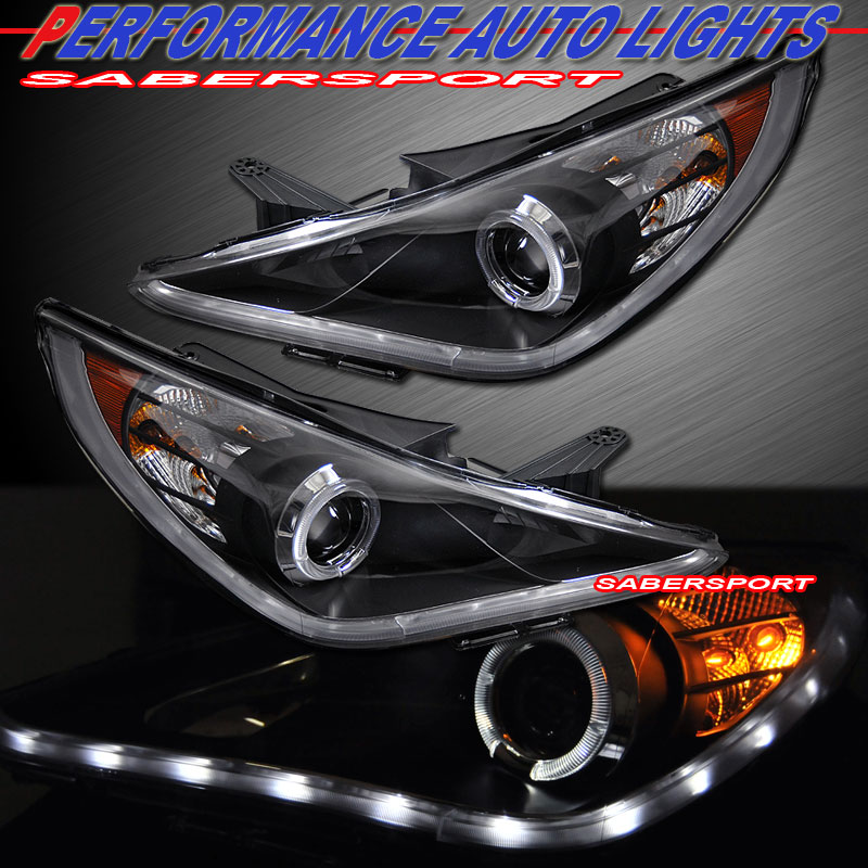 Black Halo Rim Projector Headlights w LED Parking Lights for 2011 2012