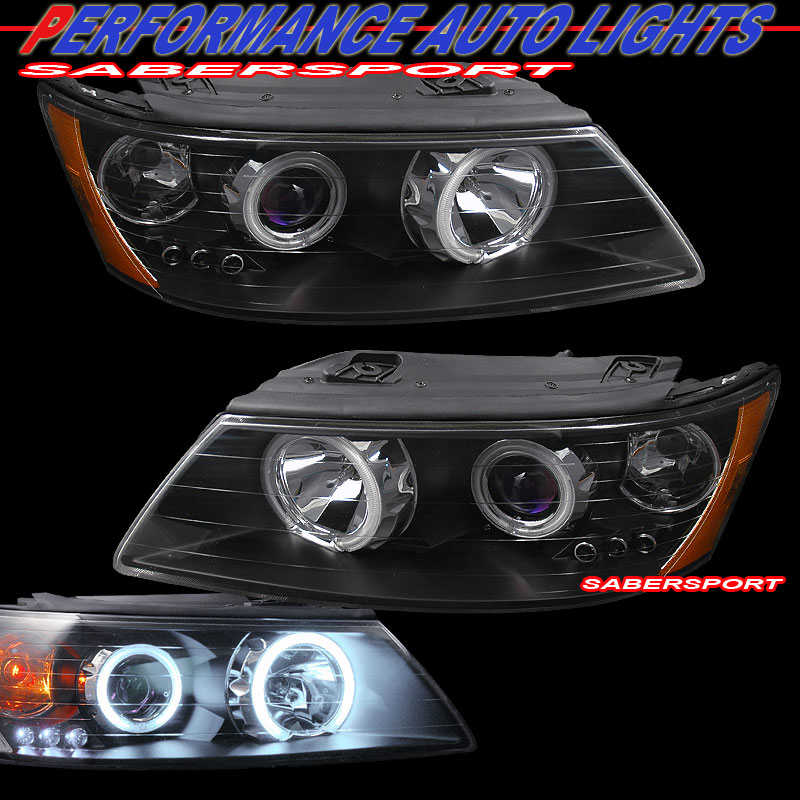 CCFL ANGEL EYE HALO BLACK PROJECTOR HEADLIGHTS + LED FOR 0608 HYUNDAI